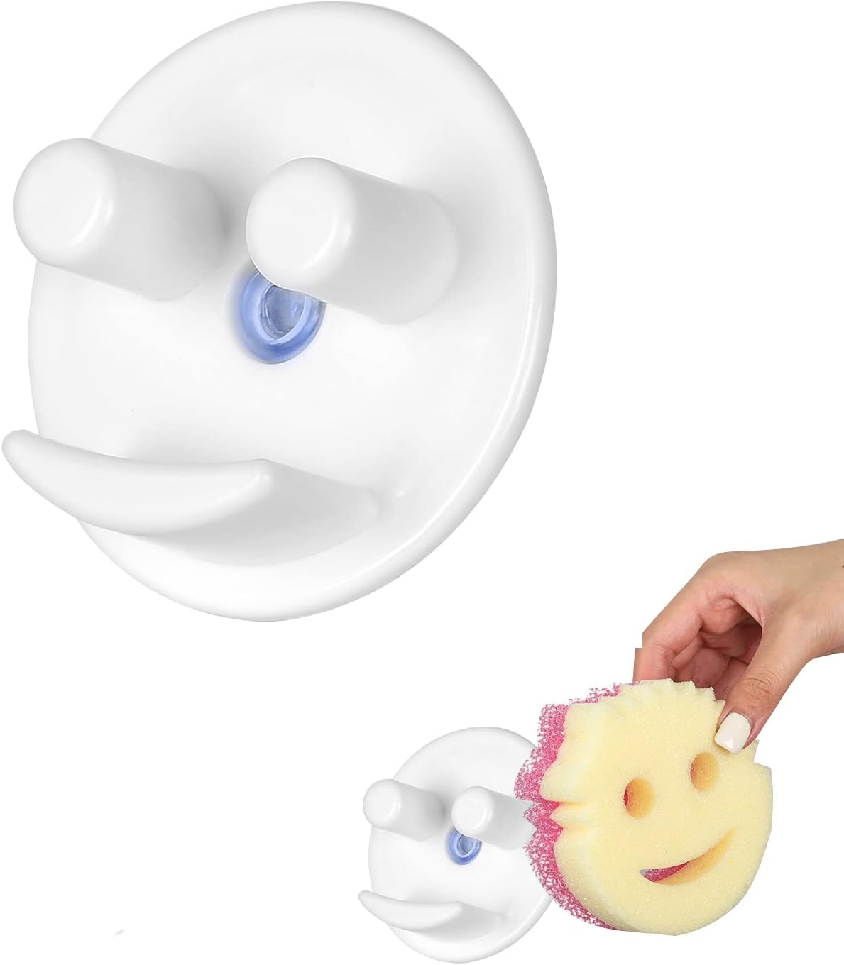 Sponge_Holder,_Sink_Caddy_for_Scrub_Sponges_with_Suction_Cup_Installation,_Kitchen/Bathroom_Sink_Sponge_Storage,_Self_Draining,_Dishwasher_Safe_for_Holding_Smiley_Sponges_(Sponges_Not_Included),1pcs_Organiser_Plastic_Rack_Smooth
