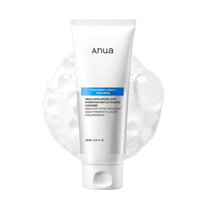 ANUA Hydrating Gentle Foaming Cleanser, Daily Face Wash for Double Cleansing, Hyaluronic Acid, Zinc, Panthenol, for Dry & Sensitive Skin, Sebum Balance Facial Cleanser, Korean Skincare, 5.07 fl. oz