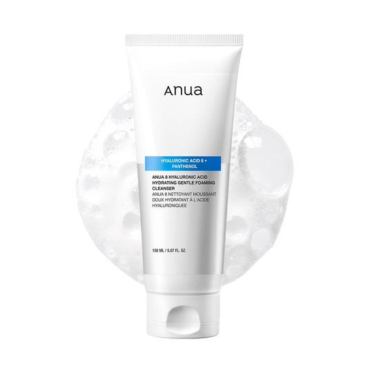 ANUA Hydrating Gentle Foaming Cleanser, Daily Face Wash for Double Cleansing, Hyaluronic Acid, Zinc, Panthenol, for Dry & Sensitive Skin, Sebum Balance Facial Cleanser, Korean Skincare, 5.07 fl. oz