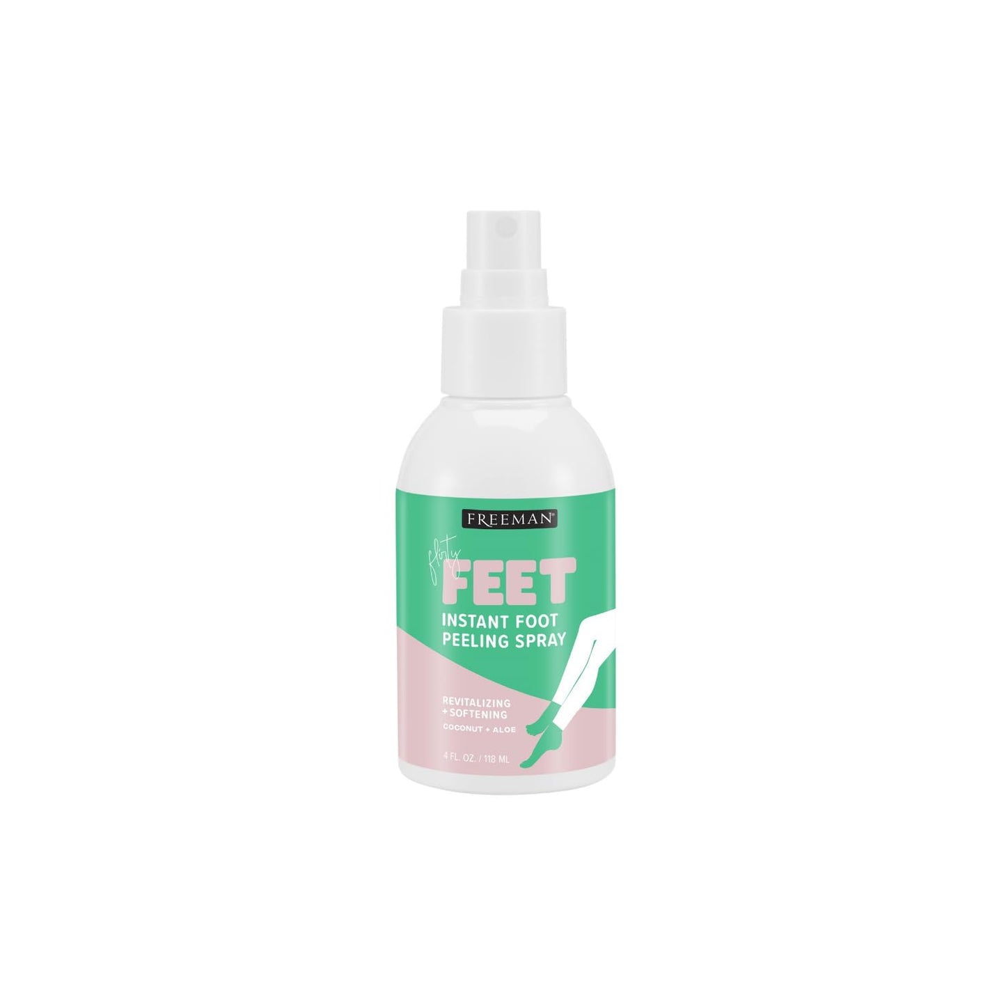 Freeman Flirty Feet Instant Foot Peeling Spray, Exfoliating Foot Mask For Summer, Moisturizing &amp;amp; Smooth Dry, Cracked Heels, Remove Dead Skin Quickly, Cruelty-Free &amp;amp; Vegan, 4 fl.oz./ 118 ml Bottle