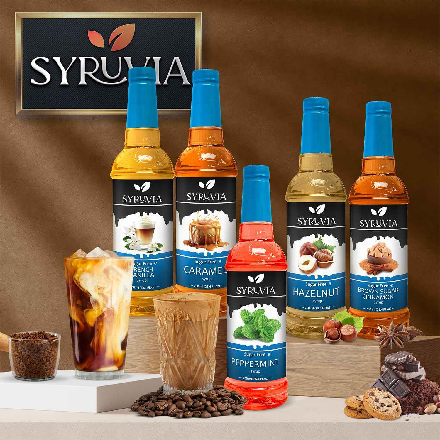 Syruvia Sugar Free Syrup – Office Pantry Flavor Upgrade for Focused Workdays, 25.4 fl oz With Pump