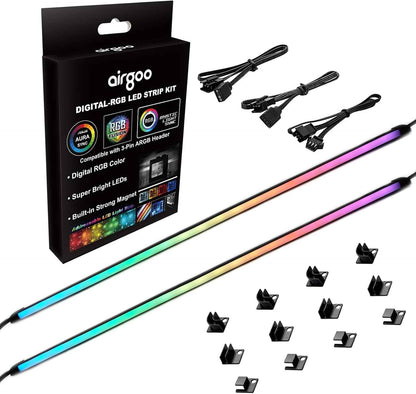 airgoo AG-NEON-LS1 ARGB Strip – Premium Crafted PC Neon Light, Diffused Silicone Tube with Per-LED Control for High-End Custom Builds