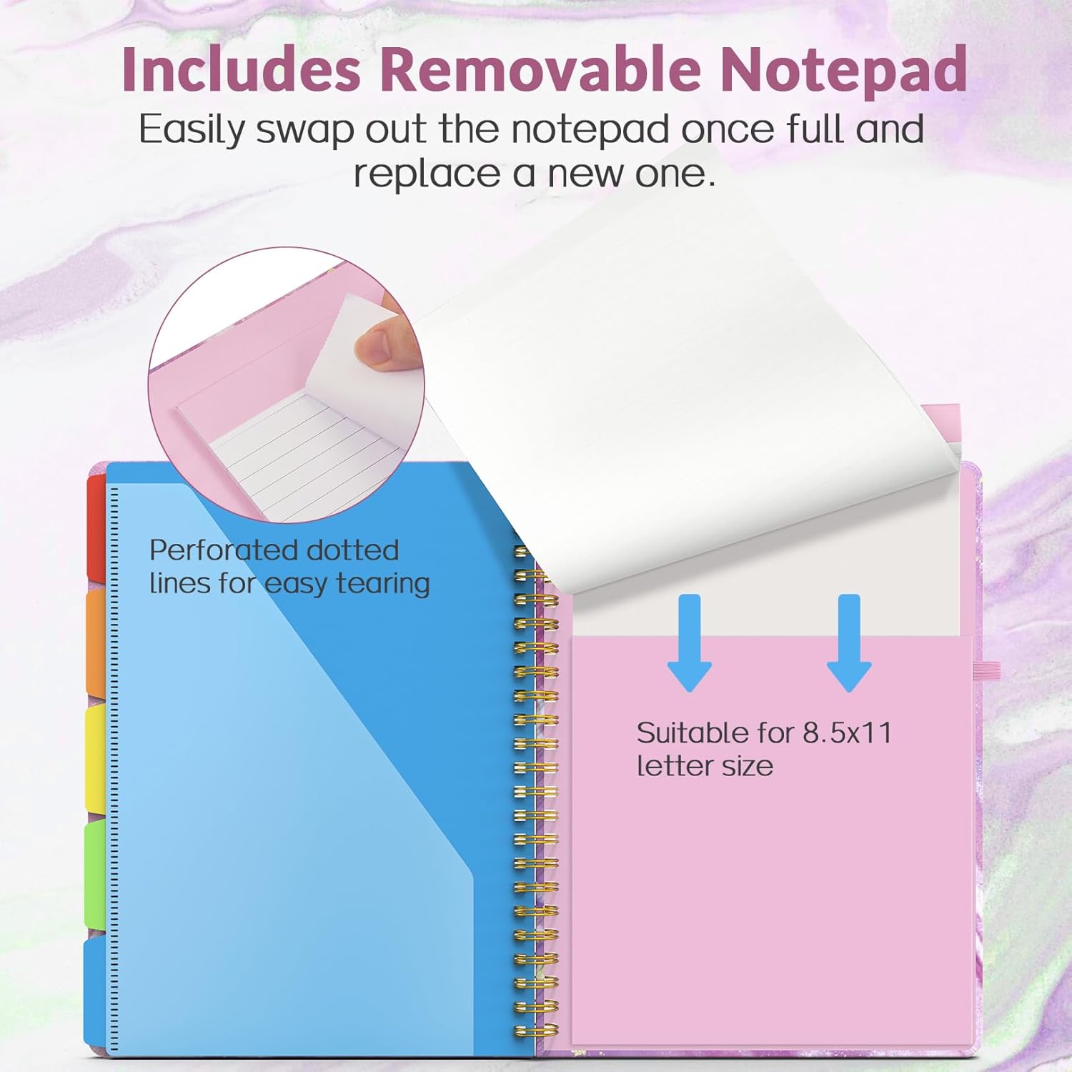 Sooez_Clipboard_Folio_with_Refillable_Notepad,_Clipboard_Folder_with_10_Storage_Pockets_for_Letter_Size,_Spiral_Clipboard_Notebook,_Cute_Portfolio_for_School_Office_Nursing
