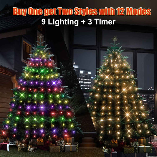 Kringle Bros Christmas Tree Lighting Ring – Aesthetic Bedroom & Family Room Glow, Warm White & Multicolor Modes