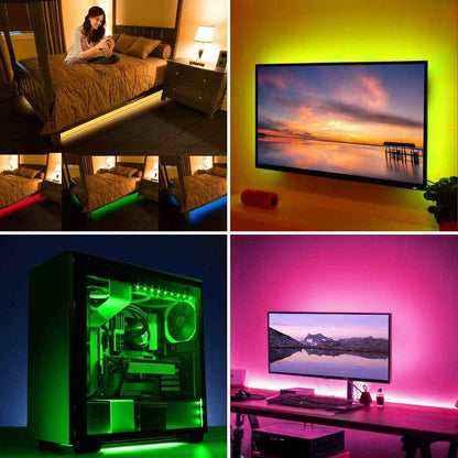 HOUHUI USB LED Strip Lights Kit for Living Room – 6.56ft RGB Backlight Strips for Cozy Bedroom and Home Theater Ambiance