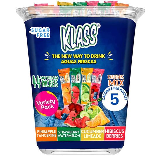 Klass Sugar-Free Iced Tea Sticks - 5 Calorie Single-Serve Powder for Office Desks, Commutes, and Distraction-Free Focus Sessions (44 Count)