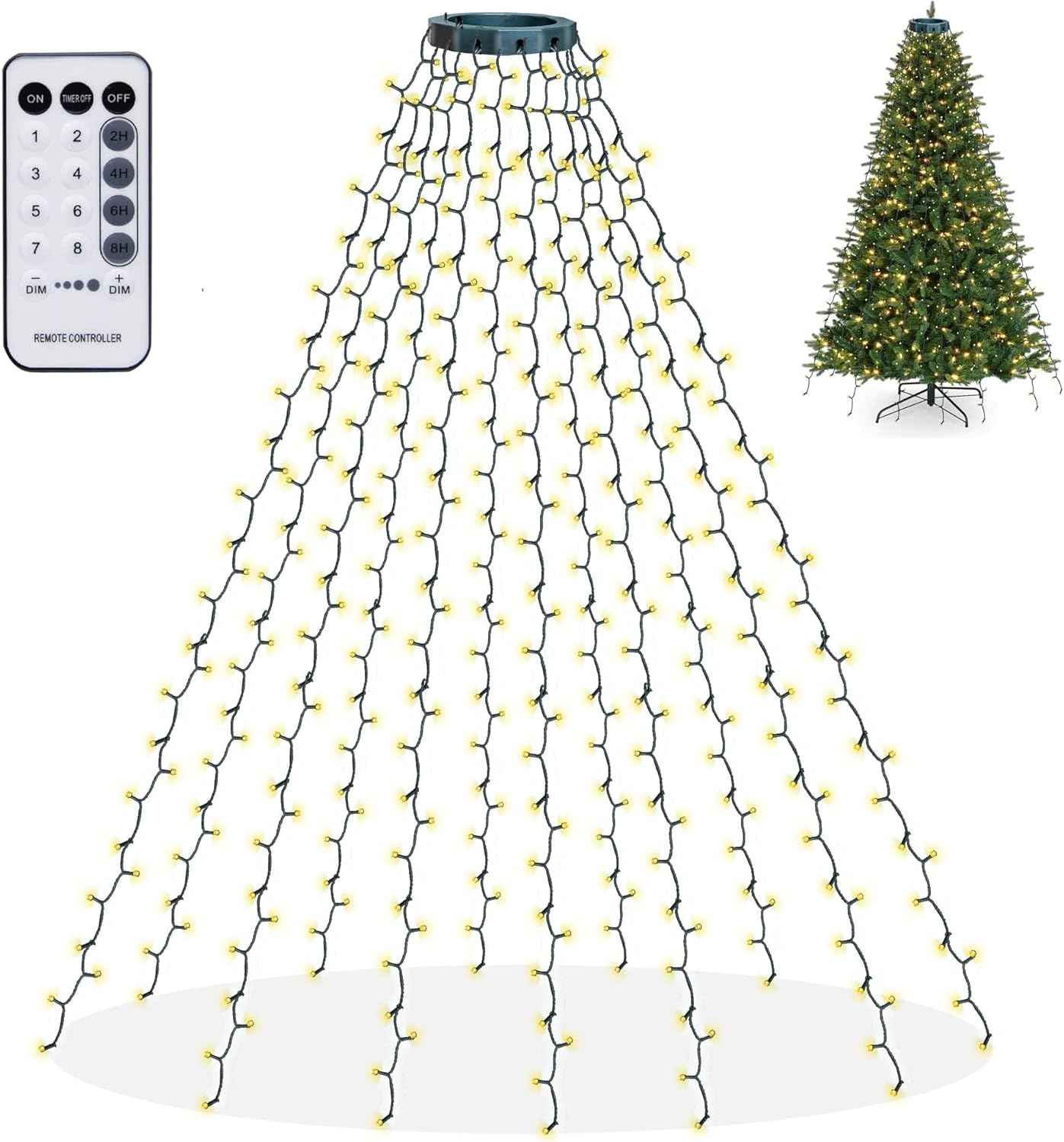 Dazzle Bright Christmas Tree Lights – Clean Single-Install Waterfall Light for Uncluttered Holiday Spaces