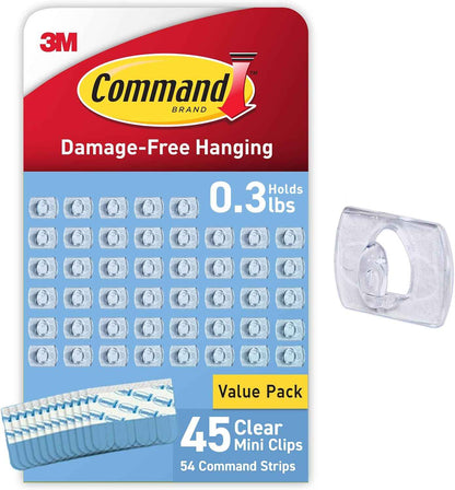 Command Secure Light Clips for Dorm and Bedroom Safety, Damage-Free Adhesive Mounting for String Lights