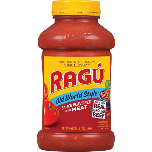 Ragu Old World Style Meat Pasta Sauce – 45 oz Pantry Staple for Cozy Home-Cooked Meals