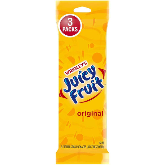 Juicy Fruit Gum Kids Birthday Party Candy – 45 Individually Wrapped Sticks for Lunchboxes and Favor Bags