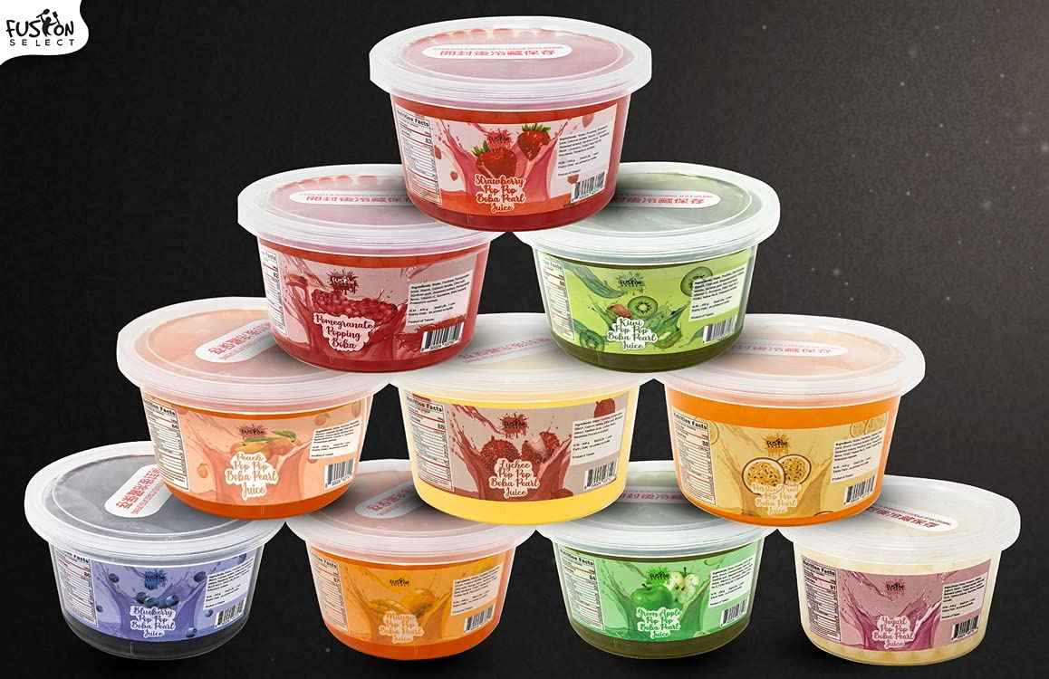 Fusion Select Strawberry Popping Boba Pearls – Real Fruit Juice Topping for Mindful Brunch and Mimosas