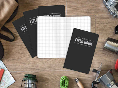Elan Publishing Company Field Notebook – Simple Black Pocket Notebook for Clutter-Free Writing, 3.5x5.5 Inch Graph Journal, Pack of 5