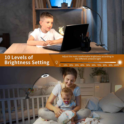 iZELL LED Clip-On Reading Lamp for Kids – Child-Safe Bedside Book Light for Bedroom, Headboard, and Bunk Bed, Eye-Protection Soft Glow