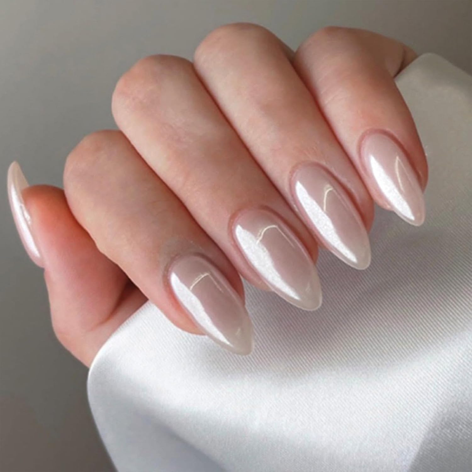 French_Tip_Press_on_Fake_Nails_Press_ons_with_Designs_Chrome_False_Nails_Long_Glossy_Full_Cover_Glue_on_Nails_Cute_Acrylic_Stick_on_Nails_for_Women_Nails_Manicure_Decoration_24Pcs