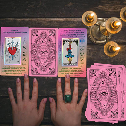 Smoostart_Pink_Tarot_Cards_with_Meanings_for_Beginners,_Tarot_Cards_Deck_with_Guidebook,_Keywords,_Element,_Planet,_Zodiac,_Chakra,_Yes_or_No,_Musical_Pitch,_Numerology,_Hebrew_Alphabet