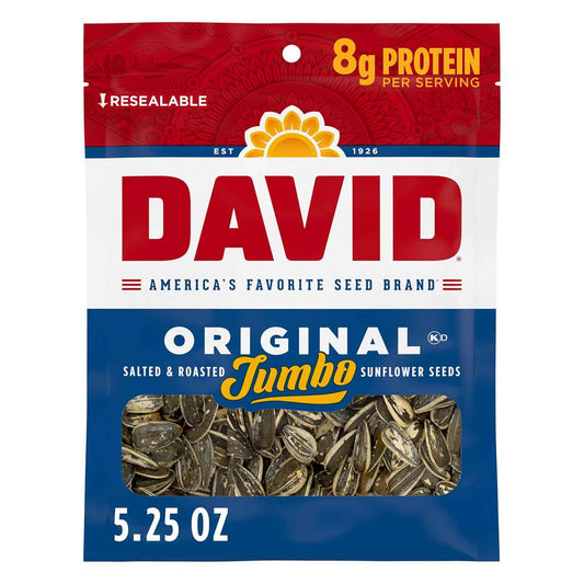 DAVID Jumbo Sunflower Seeds Original – Family Snack for Game Night and Movie Nights