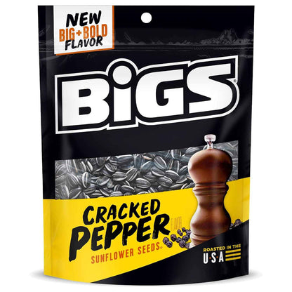 BIGS Sunflower Seeds, Cracked Pepper Flavor – Portable 5.35 oz Bag for Road Trips and Disc Golf