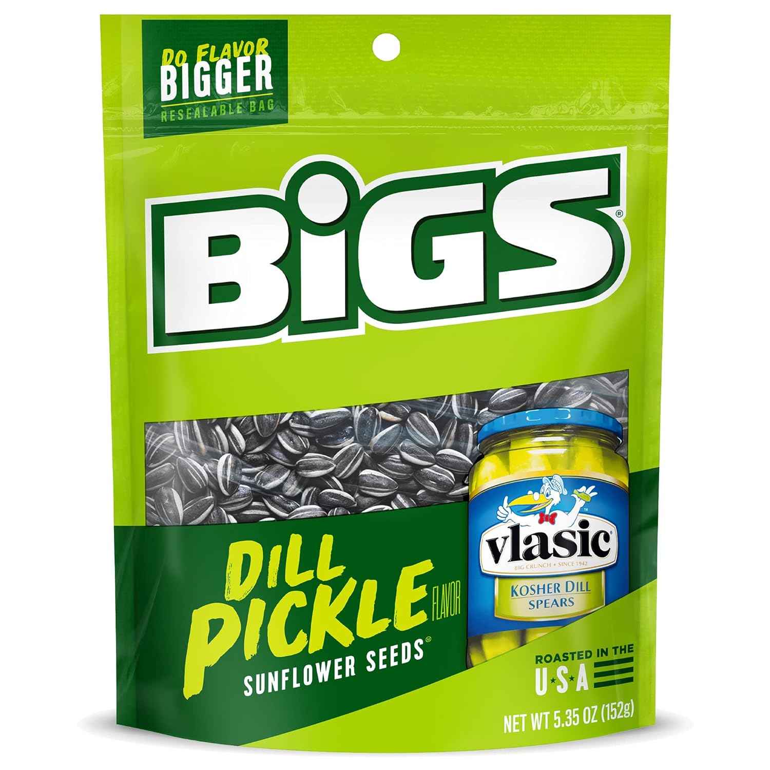 BIGS Sunflower Seeds Vlasic Dill Pickle Flavor 5.35 oz – Slow-Burn Desk Snack for Mindful Eating and Portion Control