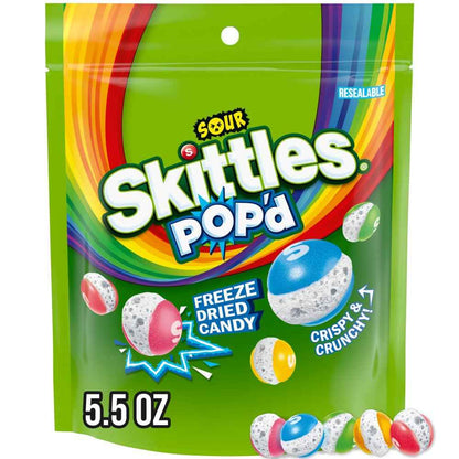 Skittles Pop'd Sour Freeze Dried Candy – Valentine's Day Gift for Boyfriend, 5.5 oz Pouch