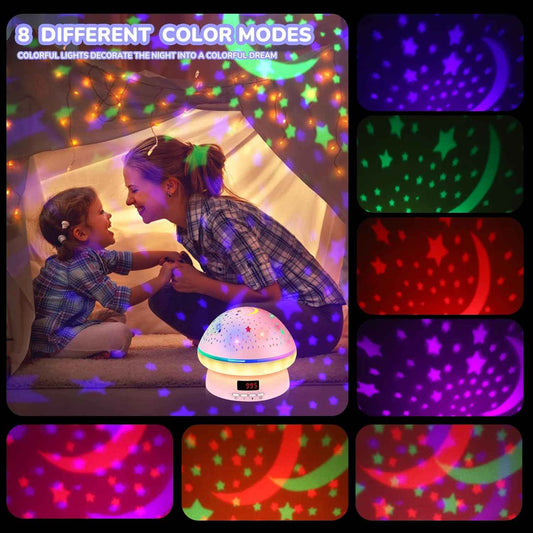MINGKIDS Kawaii Mushroom Star Projector – Girls Bedroom Decor and Reading Nook Accent with 16 Color Modes