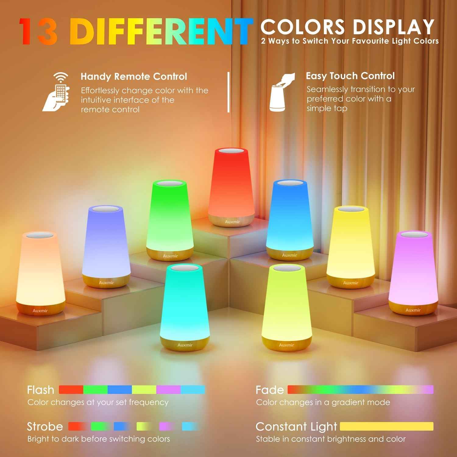 Auxmir Toddler Night Light – Rechargeable Cordless Baby Lamp with Dimmable Glow and 360° Touch Control for Nursery and Playroom