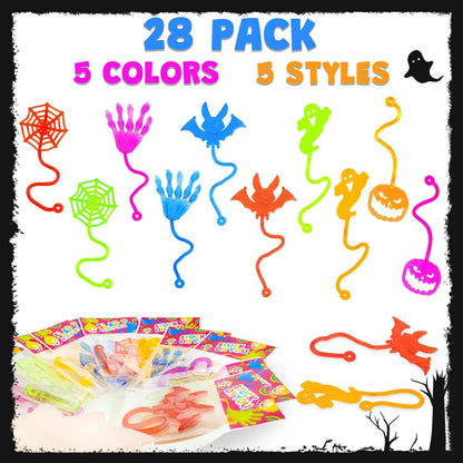 Halloween Sticky Toy Gift Set – 28 PCS Non-Candy Party Favor Pack for Kids Birthday and Halloween Boo Basket Gifting