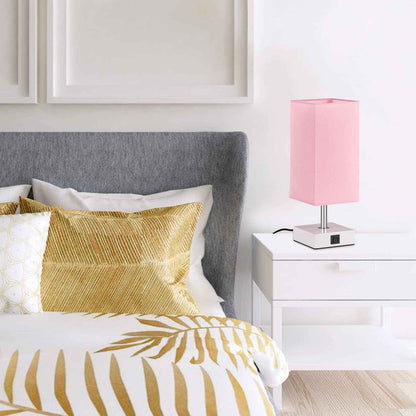 Ambimall Pink Touch Lamp – Cozy Housewarming Gift for Her, Bedside Nightstand Lamp with USB A and USB C Ports