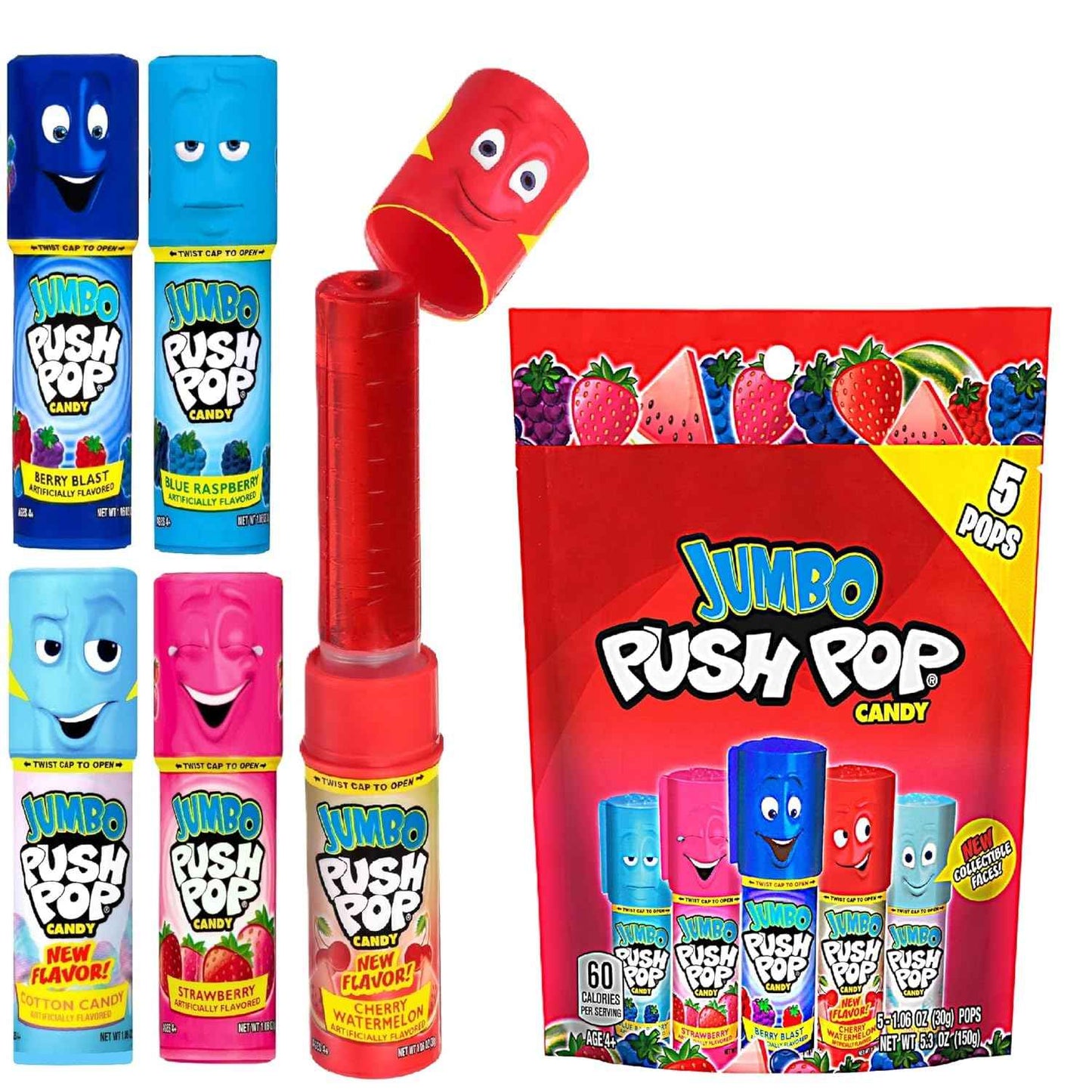 Bazooka Push Pop Jumbo Lollipops – Travel Friendly Treat for Road Trips and Park Outings
