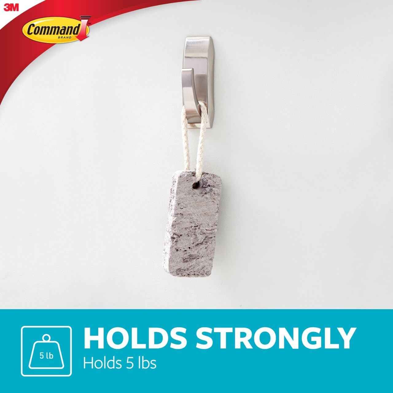 Command Modern Reflections Bath Hook – Drill-Free, No-Tool Towel Hook to Keep Bathroom Walls Intact
