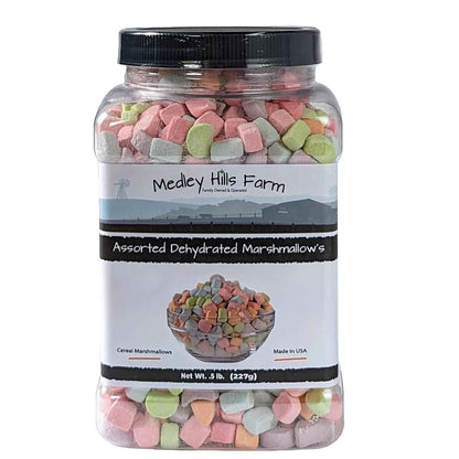 Medley Hills Farm Mini Dehydrated Marshmallows – Bright Multicolored Bits for Kids' Snacks and Lunchbox Treats