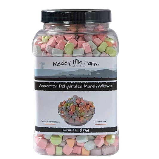 Medley Hills Farm Mini Dehydrated Marshmallows – Bright Multicolored Bits for Kids' Snacks and Lunchbox Treats