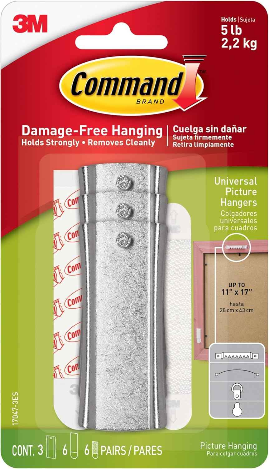 Command 5 lb Picture Hanger for Child-Safe Bedroom Walls, No-Nail Damage-Free Mounting