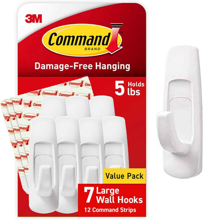 Command Large Utility Hooks – Tool Free, No Drill Hanging Safe for Kids and Pets at Home