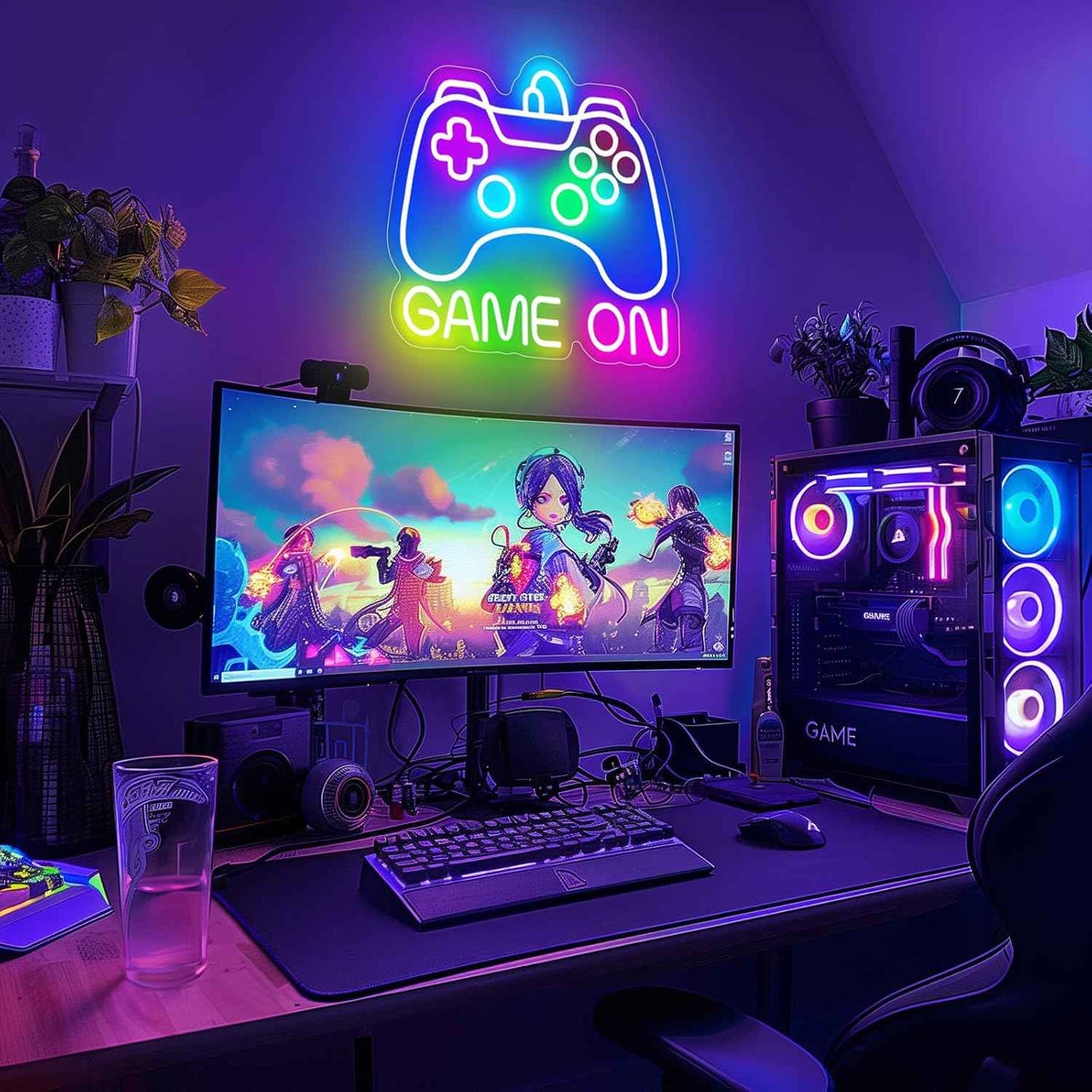 Gamer Neon Sign, USB Powered Gamepad Light - Cool Birthday Gift for Teen Boys, Dimmable Gaming Room Wall Decor for Gamer Kids