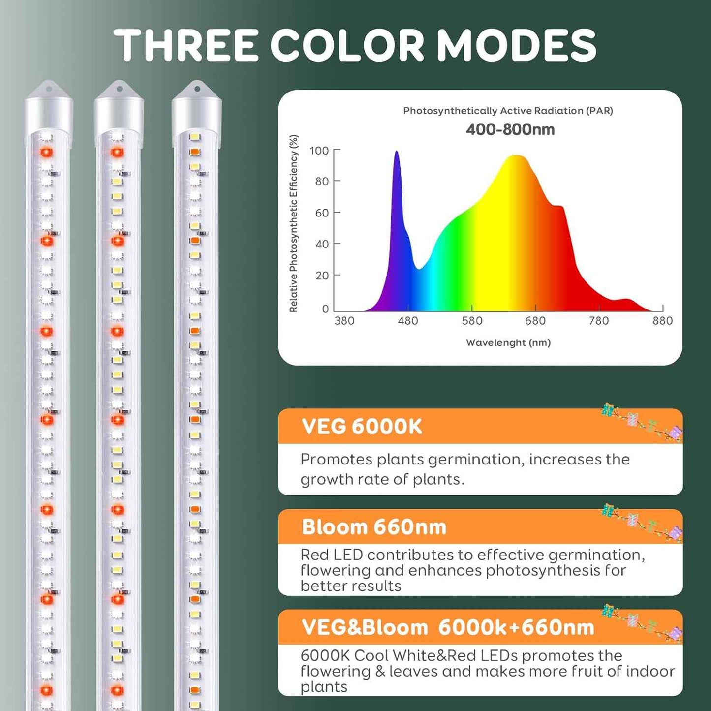 Roleadro 2-Bar Full Spectrum Grow Light – Cozy Bedroom Shelf Accent with Warm 6000K Glow and Auto Timer