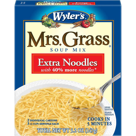 Wyler's Mrs. Grass Extra Noodles Soup Mix – Dorm Room Quick Lunch for Studying Late and Cramming Sessions