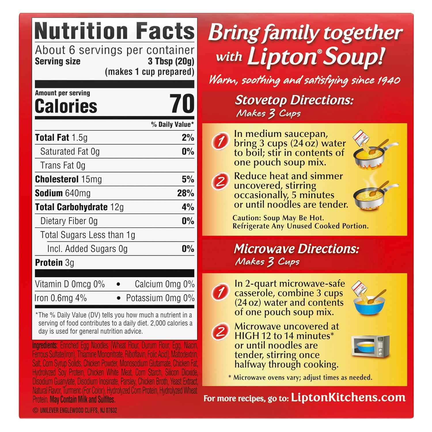 Lipton Recipe Secrets Instant Chicken Noodle Soup Mix – Clutter-Free Pantry Staple for Intentional Kitchens, Two Pre-Portioned Packets