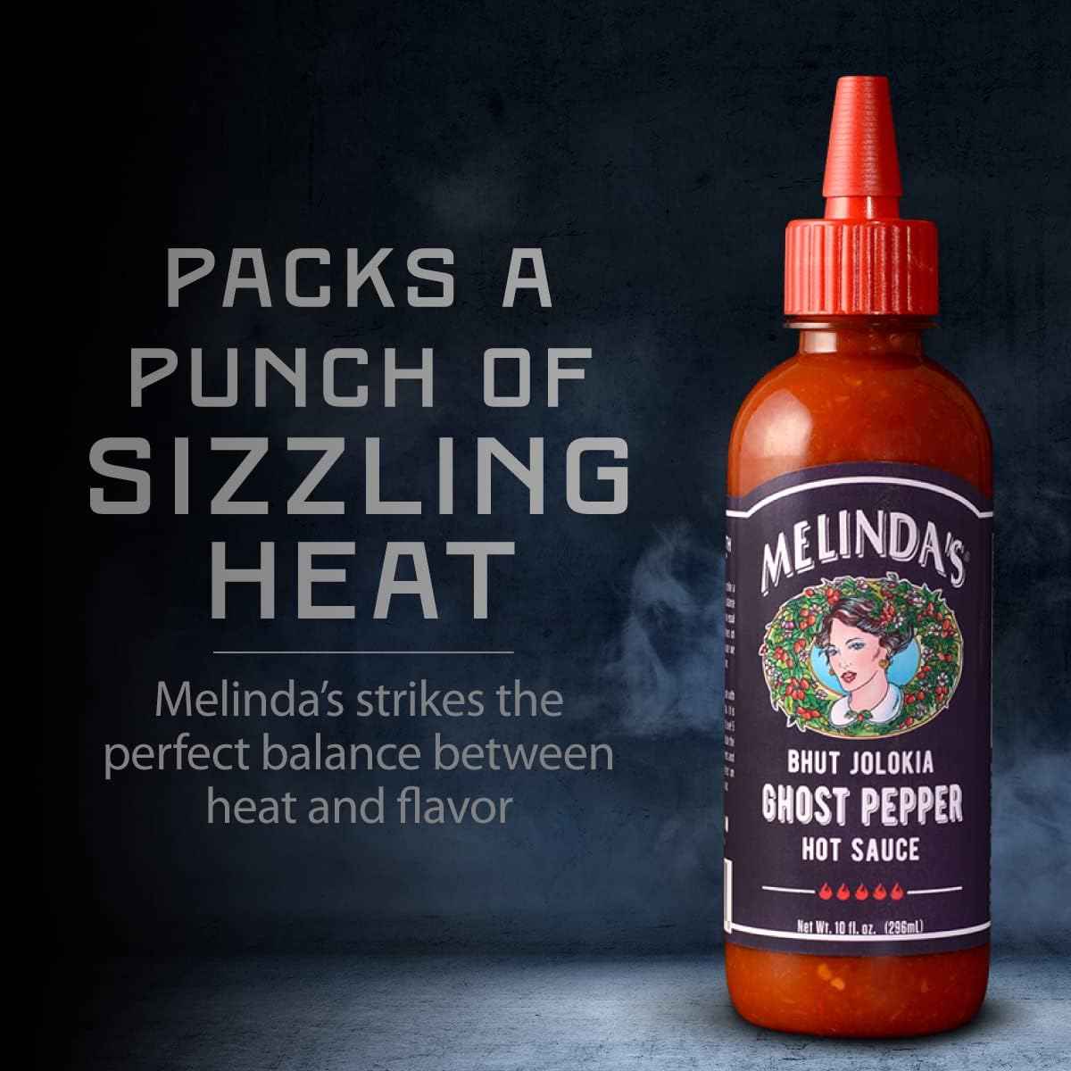 Melinda's Ghost Pepper Hot Sauce - Premium Gourmet Condiment for Elevated Home Dining, Crafted with Bhut Jolokia and Habanero, 10oz