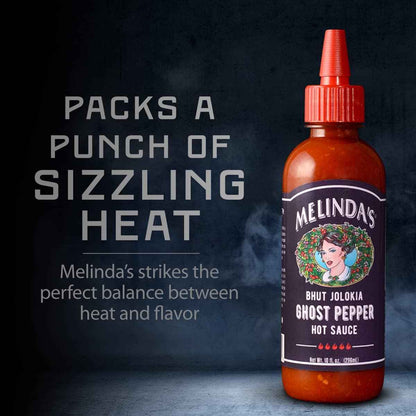 Melinda's Ghost Pepper Hot Sauce - Premium Gourmet Condiment for Elevated Home Dining, Crafted with Bhut Jolokia and Habanero, 10oz