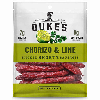 Duke's Pork Chorizo & Lime Smoked Shorty Sausages – Gourmet Snack Gift for the Outdoor Enthusiast, 5 oz Bag
