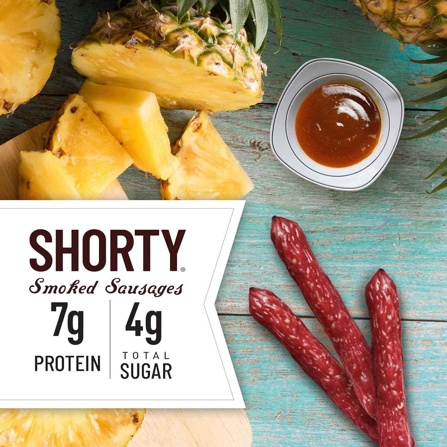 Duke's Pork Teriyaki Smoked Shorty Sausages – No-Mess Desk Snack to Power Through Afternoon Work, 5 oz