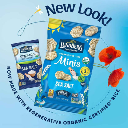 Lundberg Organic Rice Cake Minis – Lunchbox Snack for Picky Kids, Original Sea Salt Gluten-Free
