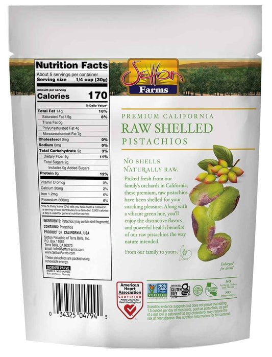 Setton Farms Raw Shelled Pistachios – No Shell Kid-Friendly Lunchbox Snack with Protein and Fiber