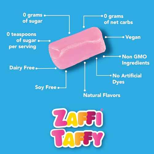 Zollipops KETO Taffy Strawberry Banana 5oz – Family-Safe Sugarless Chewy Candy for Playdates and Snack Drawer