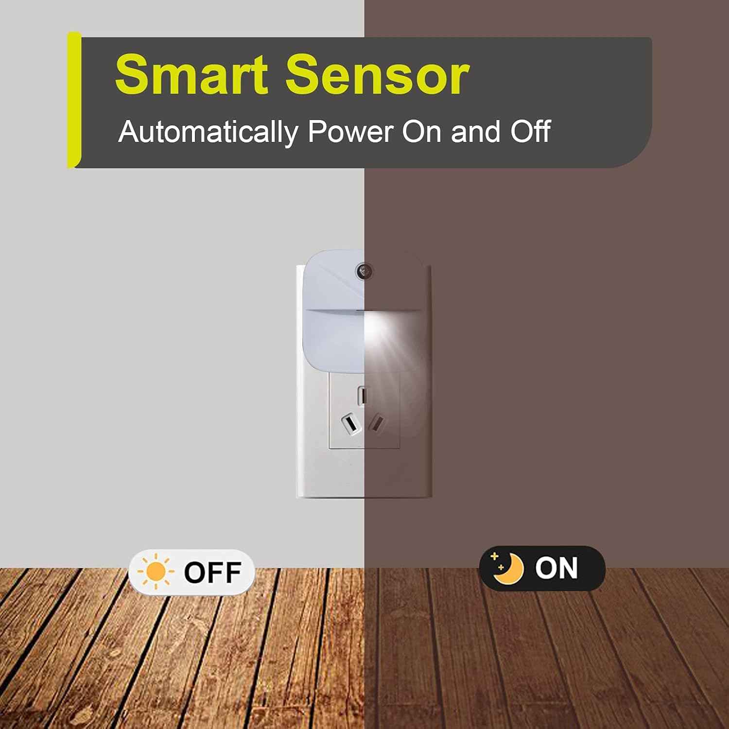 LuminAura 6-Pack Night Light, Thoughtful Housewarming Gift for New Homeowners with Auto Dusk to Dawn LED