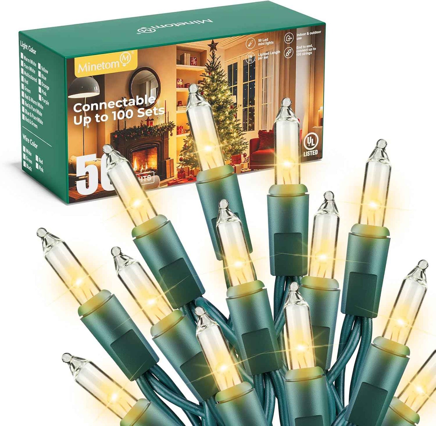 Minetom LED String Lights – Flameless Indoor Lighting, Shatterproof Bulbs Safe Around Kids and Pets