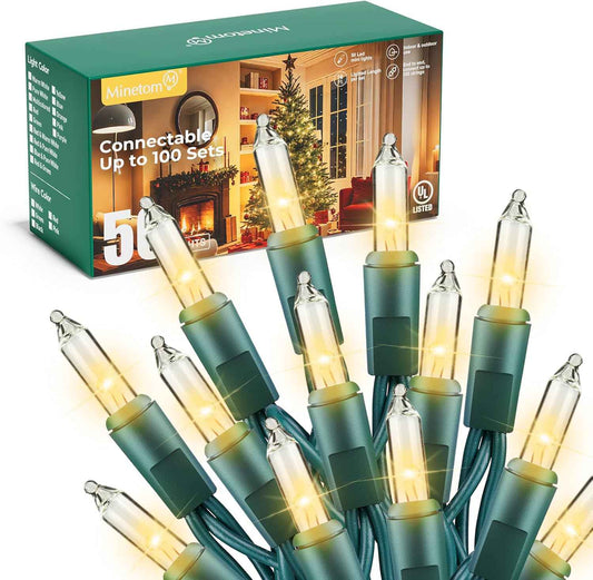 Minetom LED String Lights – Flameless Indoor Lighting, Shatterproof Bulbs Safe Around Kids and Pets
