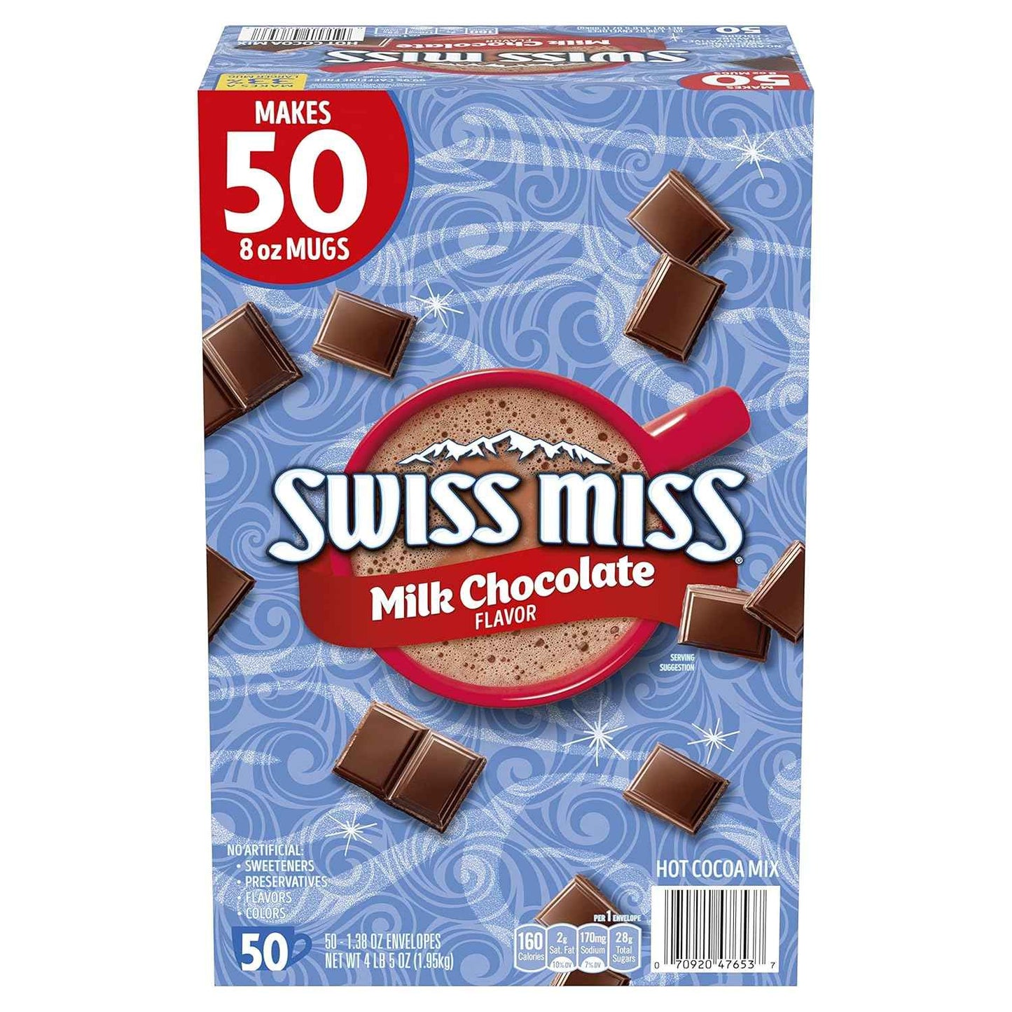 Swiss Miss Hot Cocoa Gift Box – Thoughtful Stocking Stuffer and Holiday Hostess Present for Women and Neighbors, Bulk 50 Count
