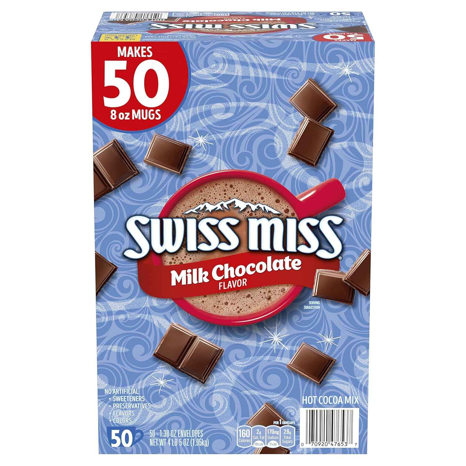 Swiss Miss Hot Cocoa Gift Box – Thoughtful Stocking Stuffer and Holiday Hostess Present for Women and Neighbors, Bulk 50 Count