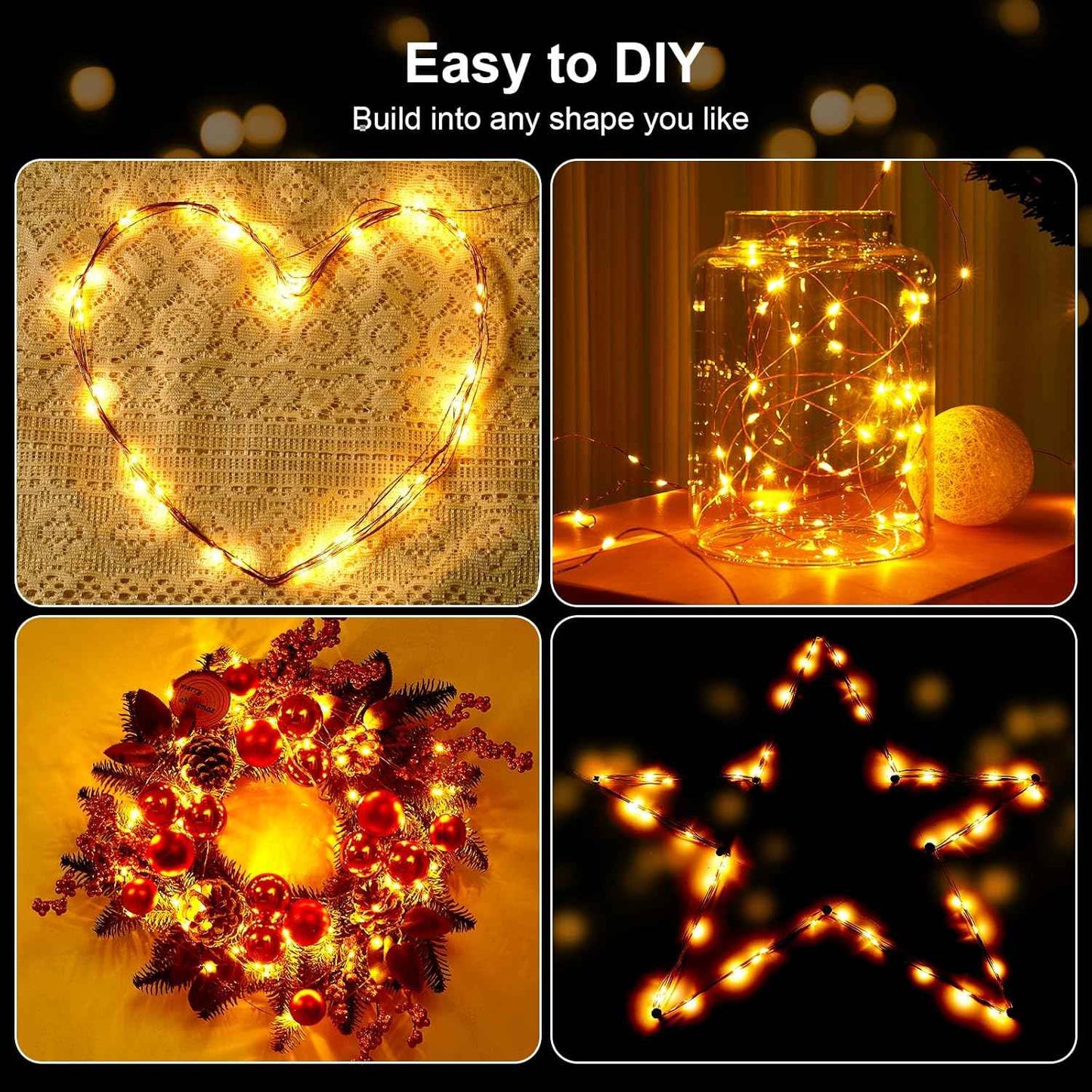 Aurora Glow Battery Fairy Lights – Flameless LED String Lights Safe for Bedroom, Cool to Touch with Auto Timer